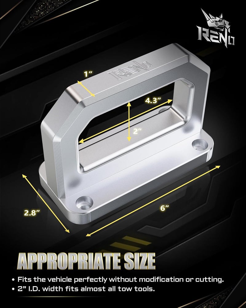 Reno Aluminum Front Tow Hooks, Heavy Duty Show Hook D-Ring Shackle Compatible with 2003-2018 Ram 2500 3500 2WD & 4WD Truck Recovery - Replace OEM 68171791AA, 52020587AB (2Pcs, Silvery) - Image 5